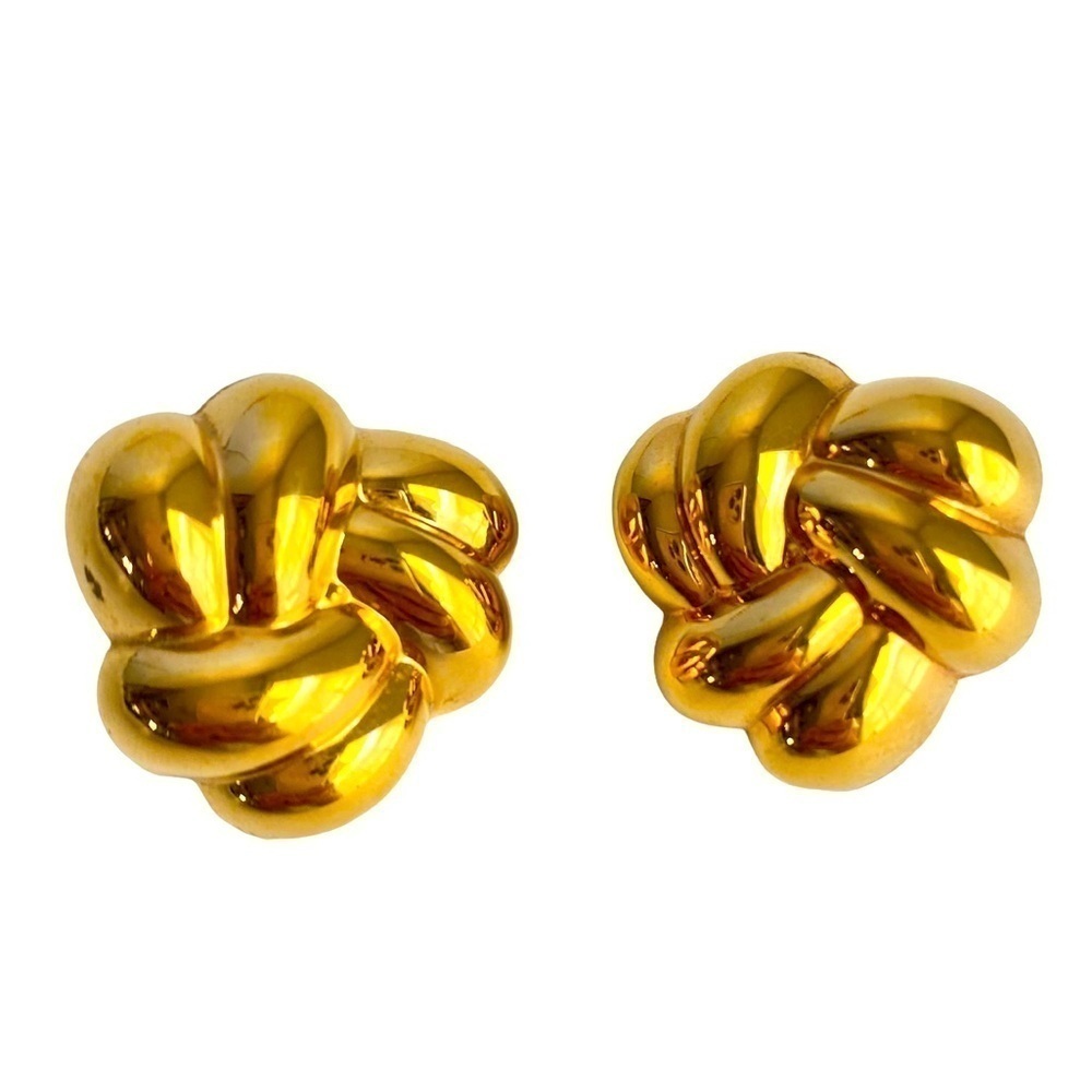 Vintage Napier Gold Lovers Knot Earrings Clip On Estate‎ Jewelry Piece